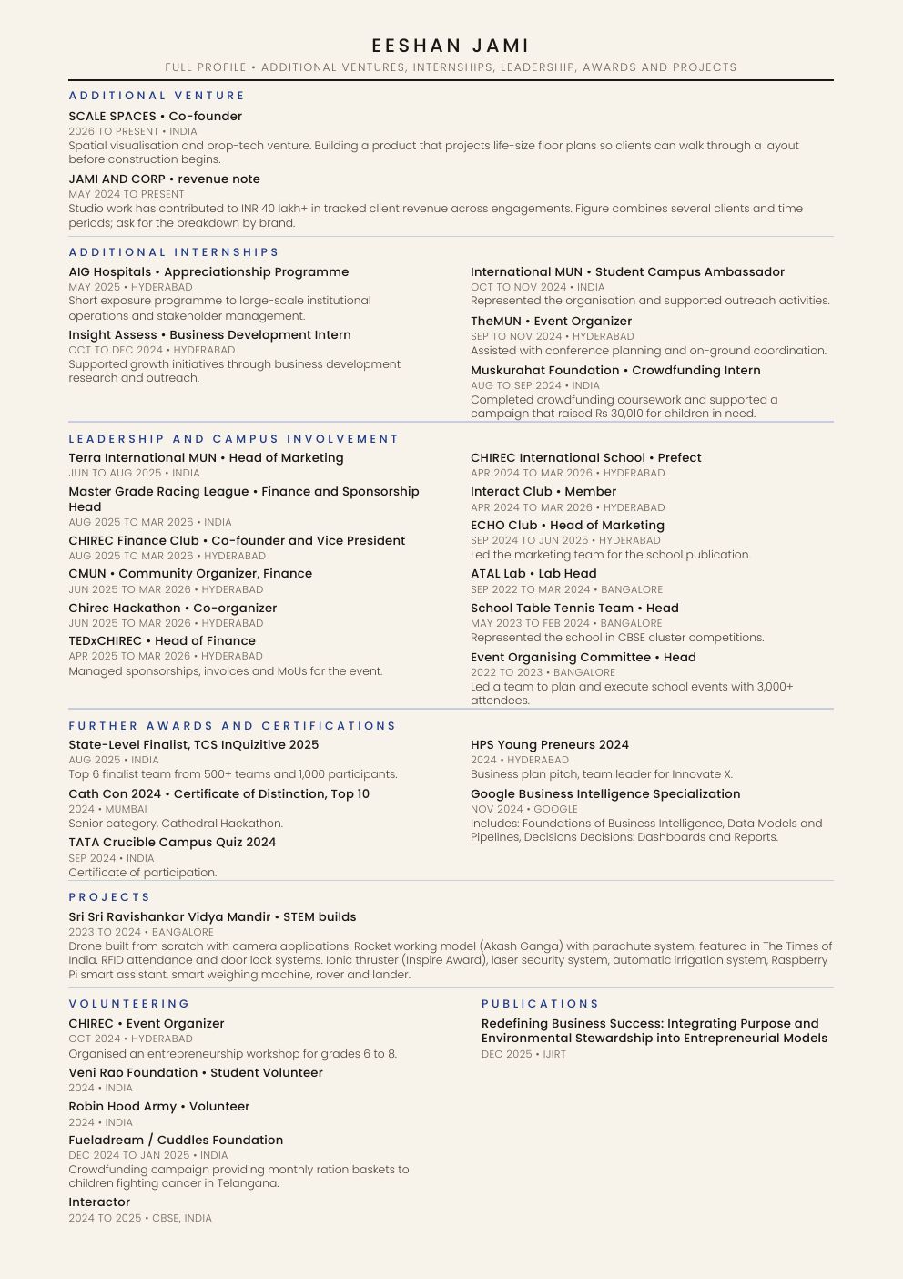 Resume page 2